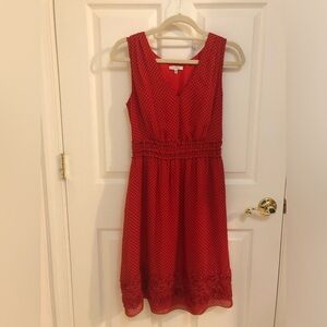 Max Studio red polka dot dress with rosette details size S